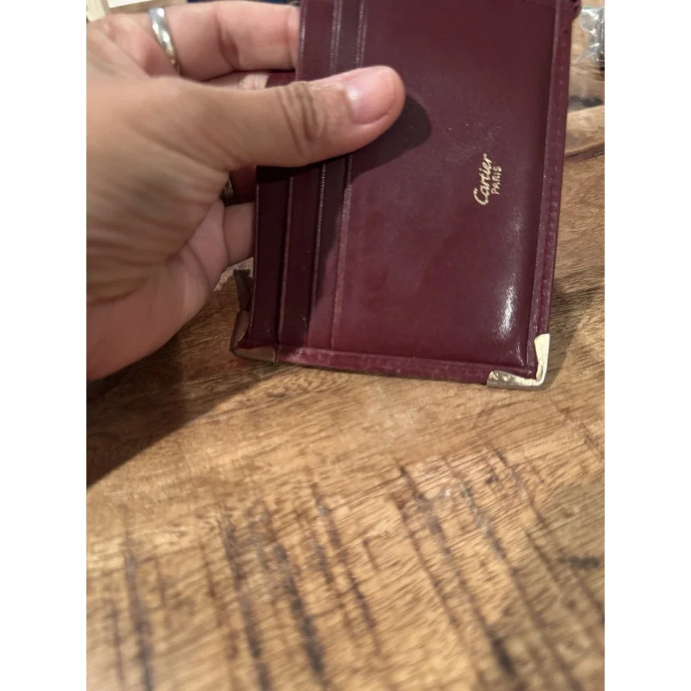 Authentic Cartier Must De Cartier Burgundy Leather‎ Wallet Bifold Vintage France